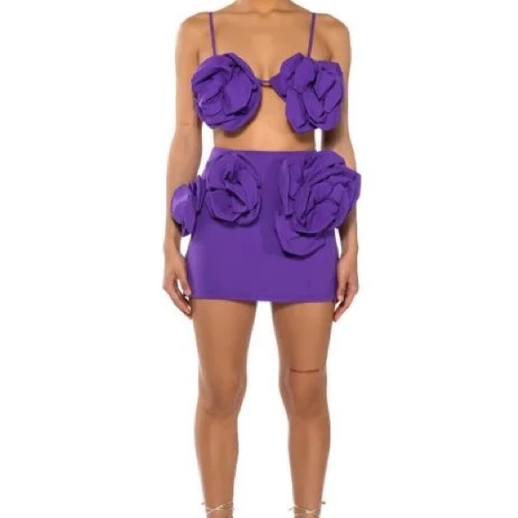 Floral Appliqué mini Skirt - Picture 3 of 5